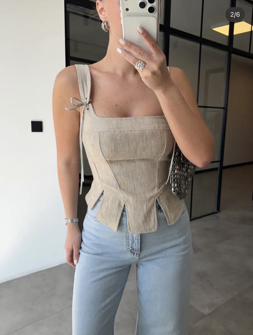 Beige linen top