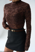 Brown dentelle top
