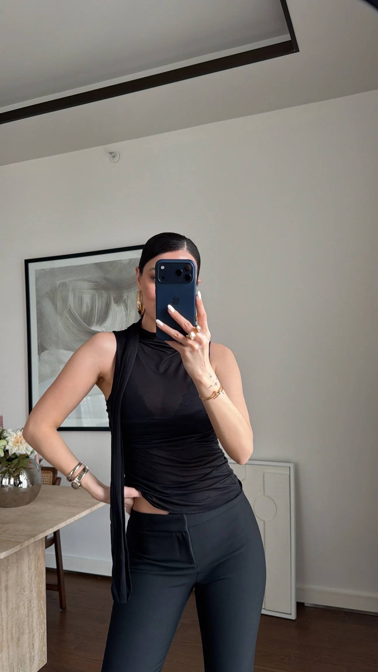 Black see-through top